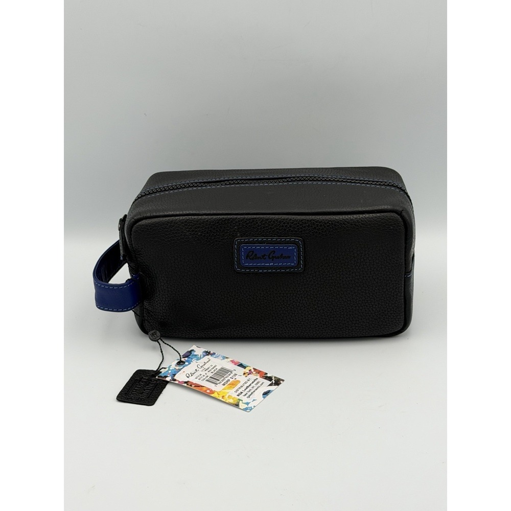 Robert Graham Remy IV Leather Luxury Travel Dopp Kit Black NWT $128